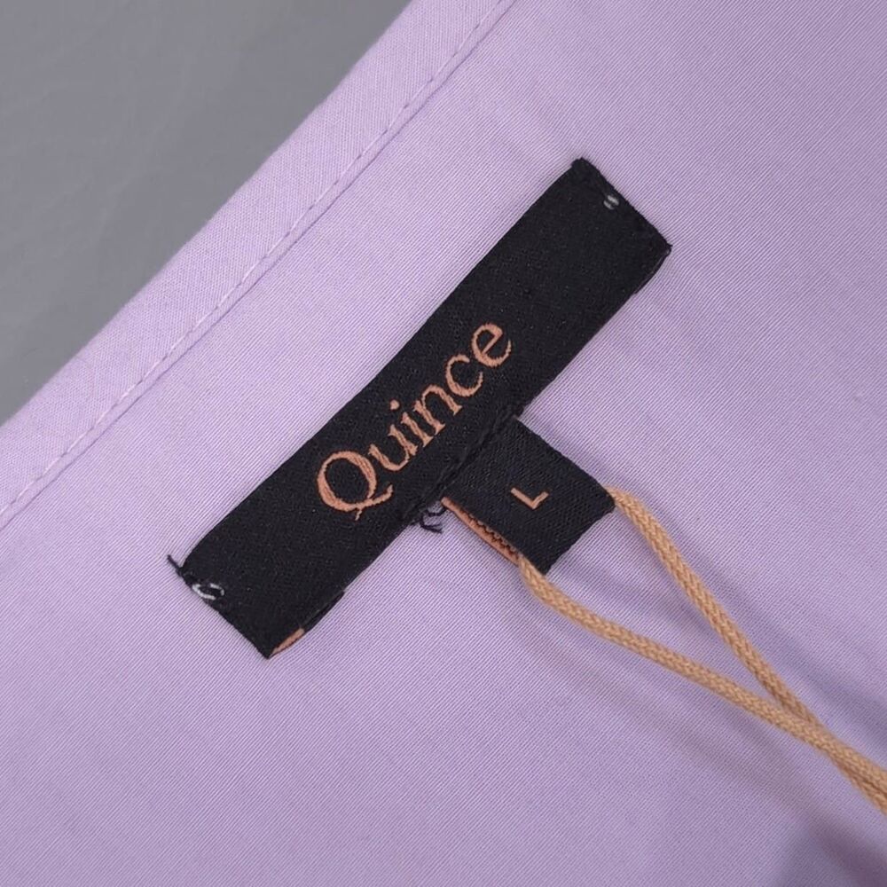Quince New Women 100% ORGANIC COTTON Poplin Tiered Maxi Dress LARGE Pastel Lilac - Picture 2 of 14
